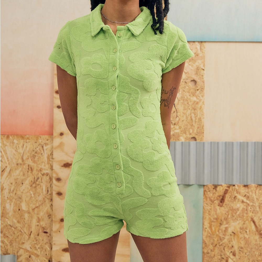 Jaded London Lime Towelling Playsuit